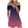 Summer Dress Women Cold Shoulder Dresses Short Sleeve Zipper Mini V-neck Bohemian Short Dress  Sexy Party Night Vestidos