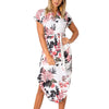 Summer Dress Women  Print Elegant Cute Sashes V-neck Sexy Slim Sheath Dress Women Dresses Vestidos Robes