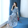 Summer Dress Women Floral Elastic Elegant Dress Korean  Chiffon Women's Summer Clothes Holiday Beach Dresses Vestidos