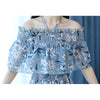 Summer Dress Women Floral Elastic Elegant Dress Korean  Chiffon Women's Summer Clothes Holiday Beach Dresses Vestidos