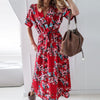 Summer Dress Women's Casual Printing Short Sleeve Holiday Party Floral Print Long Dress Ladies Dresses Robe Fleurie Femme 2022