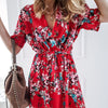 Summer Dress Women's Casual Printing Short Sleeve Holiday Party Floral Print Long Dress Ladies Dresses Robe Fleurie Femme 2022