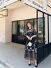 Summer Dress Women's High-End Black Mesh Sequins Embroidered Round Neck Dress High Waist Slimming Temperament Formal Dress