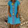 Summer Dress Women's Summer Sexy  V-neck Short-sleeved Printed Casual Dresses Plus Size Women Clothing Beach Casual Dress