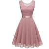 Summer Dresses Women Elegant Lace Sexy Splicing Slim Temperament Button Solid O-Neck Dress Evening Party Dress Vestidos Женский