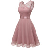 Summer Dresses Women Elegant Lace Sexy Splicing Slim Temperament Button Solid O-Neck Dress Evening Party Dress Vestidos Женский