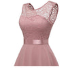 Summer Dresses Women Elegant Lace Sexy Splicing Slim Temperament Button Solid O-Neck Dress Evening Party Dress Vestidos Женский