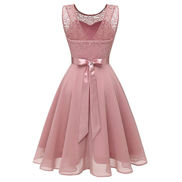 Summer Dresses Women Elegant Lace Sexy Splicing Slim Temperament Button Solid O-Neck Dress Evening Party Dress Vestidos Женский