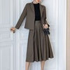 Summer Elegant Casual Women Skirts Suit Long Sleeve Jackets High Waist Skirt Two Pieces Set Female Korean Outfits Cloths