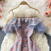 Summer Elegant Chiffon Floral Strap Dress women's Mesh Stitching Strapless Mixi Dress Holiday Ladies Vestidos 2023 Robe