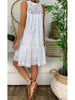 Summer Elegant Embroidery White Lace Dress Women Hollow Out Tank Ruffles Sundress Ladies Sleeveless Beach Short Mini Dress