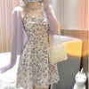 Summer Elegant Floral Dress Women Sexy V-Neck French Vintage Strap Dress Casual Chiffon Slim Sleeveless Y2k Party Dress 2023 New