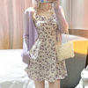 Summer Elegant Floral Dress Women Sexy V-Neck French Vintage Strap Dress Casual Chiffon Slim Sleeveless Y2k Party Dress 2023 New