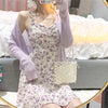 Summer Elegant Floral Dress Women Sexy V-Neck French Vintage Strap Dress Casual Chiffon Slim Sleeveless Y2k Party Dress 2023 New