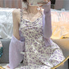 Summer Elegant Floral Dress Women Sexy V-Neck French Vintage Strap Dress Casual Chiffon Slim Sleeveless Y2k Party Dress 2023 New