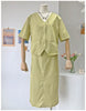 Summer Elegant Women's Skirt Set Short Sleeve V-Neck Suit High Waist Skirt Two-Piece Set Solid Color Female Korean Clothing
