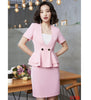 Summer Female Skirt Suits for Women Blazer and Jacket Sets Pink Office Ladies Work Wear Clothes