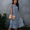 Summer Floral Midi Dress Women Print V Neck Dress Sleeveless Boho Beach A-line Dress Casual Street Vintage Woman Dress