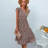 Summer Floral Midi Dress Women Print V Neck Dress Sleeveless Boho Beach A-line Dress Casual Street Vintage Woman Dress