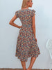 Summer Floral Midi Dress Women Print V Neck Dress Sleeveless Boho Beach A-line Dress Casual Street Vintage Woman Dress
