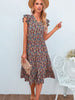 Summer Floral Midi Dress Women Print V Neck Dress Sleeveless Boho Beach A-line Dress Casual Street Vintage Woman Dress