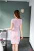 Summer Ladies Pink Blazer Women Business Suits with Skirt and Top Sets Short Sleeve Jacket Office Uniform Styles