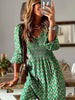 Summer Long Boho Dress Women V Neck Floral Beach Dress Casual Short Sleeve Print Loose Dress Female Ruffle Green Dress