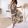 Summer Long Dress Women Sexy V Neck Floral Print Backless Sundress Ladies Elegant Holiday Beach Bandage Maxi Dresses