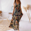 Summer Long Dress Women Sexy V Neck Floral Print Backless Sundress Ladies Elegant Holiday Beach Bandage Maxi Dresses