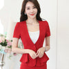 Summer Fashion Women Red Blazer Business New Formal Short Sleeve V Neck Jackets Office Ladies Plus Size Work Wear Blazer Female