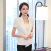 Summer Fashion Women Scarf V-neck Blazer Business  Elegant Short Sleeve Jackets Ladies Plus Size Work Office Uniform Designs