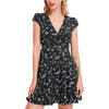 Summer Female Broken Floral Dress Sexy V Neck Short Sleeves A Line Vestidos High Waist Ladies Mini Dress