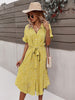 Summer Floral Dress Women Casual Print Dress V-Neck Midi Dresses Female Short Sleeve Button Loosed Dress Holiday Beach Vestidos
