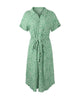Summer Floral Dress Women Casual Print Dress V-Neck Midi Dresses Female Short Sleeve Button Loosed Dress Holiday Beach Vestidos