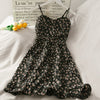 Summer Floral High Waist Camis Dresses Women Sexy Lotus Leaf Printed Slim Dress Female Red Black Korean Vestidos