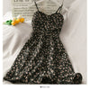 Summer Floral High Waist Camis Dresses Women Sexy Lotus Leaf Printed Slim Dress Female Red Black Korean Vestidos