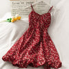 Summer Floral High Waist Camis Dresses Women Sexy Lotus Leaf Printed Slim Dress Female Red Black Korean Vestidos