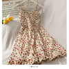 Summer Floral High Waist Camis Dresses Women Sexy Lotus Leaf Printed Slim Dress Female Red Black Korean Vestidos