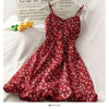 Summer Floral High Waist Camis Dresses Women Sexy Lotus Leaf Printed Slim Dress Female Red Black Korean Vestidos
