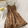 Summer Floral High Waist Camis Dresses Women Sexy Lotus Leaf Printed Slim Dress Female Red Black Korean Vestidos