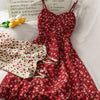 Summer Floral High Waist Camis Dresses Women Sexy Lotus Leaf Printed Slim Dress Female Red Black Korean Vestidos