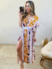 Summer Floral Long Dress Women V Neck Print Boho Dress Casual Holiday Beach Sundress Short Sleeve Split Woman Dress