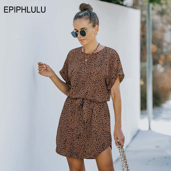 Summer Floral Print Dress Women Short Sleeve Chiffon Dress Ladies Casual Short Party Dress For Women 2023