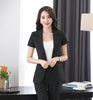 Summer Formal Black Striped Blazer Women Outerwear Jackets Short Sleeve Work Wear Uniform Style Office Ladies Bushiness Clothes