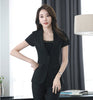 Summer Formal Black Striped Blazer Women Outerwear Jackets Short Sleeve Work Wear Uniform Style Office Ladies Bushiness Clothes