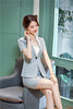 Summer Formal Grey Striped Blazer Women Business Suits with Skirt and Jacket Sets Ladies Work Wear Office Uniform Styles