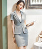 Summer Formal Grey Striped Blazer Women Business Suits with Skirt and Jacket Sets Ladies Work Wear Office Uniform Styles