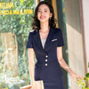 Summer Formal Ladies Black Blazers Women Jackets Short Sleeve Work Wear Office Uniform Style