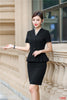 Summer Formal Women Skirt Suits Blazer and Jacket Sets Ladies Work Wear Business Clothes Short Sleeve Navy Blue