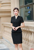 Summer Formal Women Skirt Suits Blazer and Jacket Sets Ladies Work Wear Business Clothes Short Sleeve Navy Blue